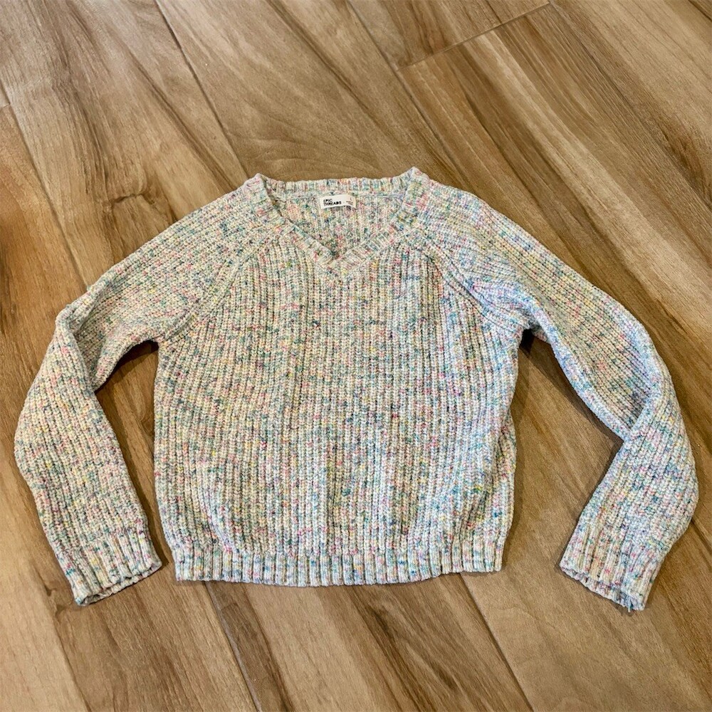 Epic Threads Sweater Girls Size L Multicolor Confetti Knit V-Neck Pullover